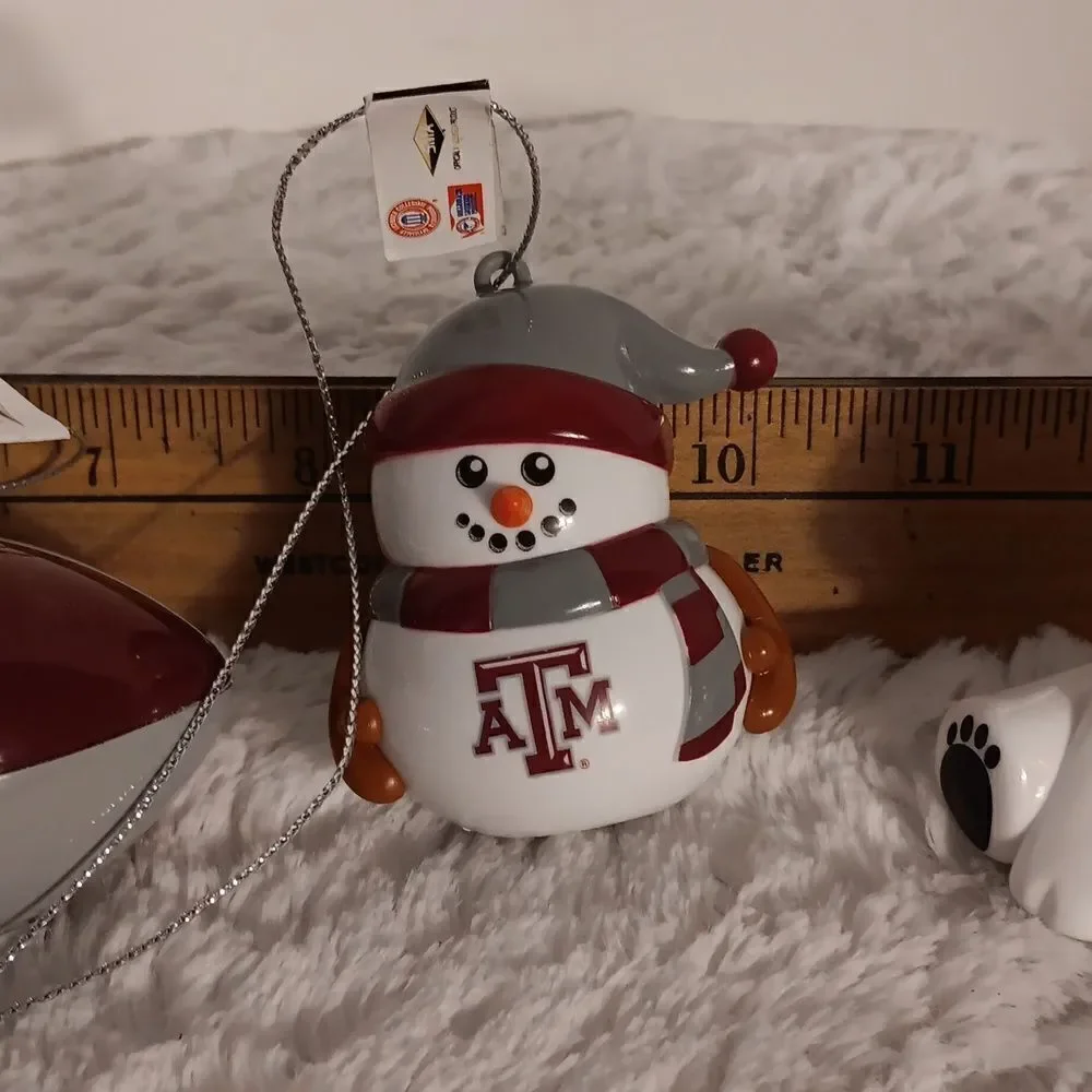 Three Texas A&M Christmas Ornaments